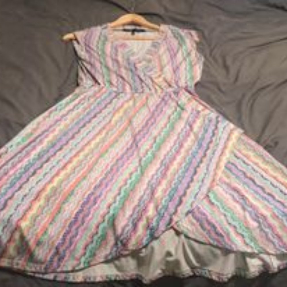 BCBG Max Azria Fun Flirty Colorful Asymmetrical Mini Dress Size Small